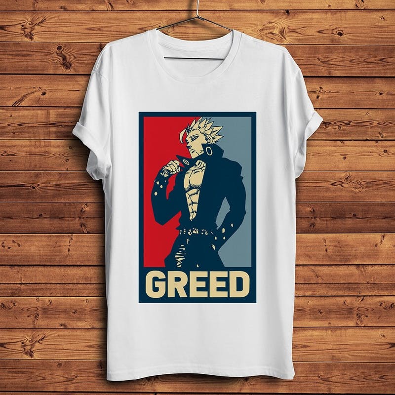 Foto de producto Camiseta estampada con Greed y mas de Nanatsu no Taizai